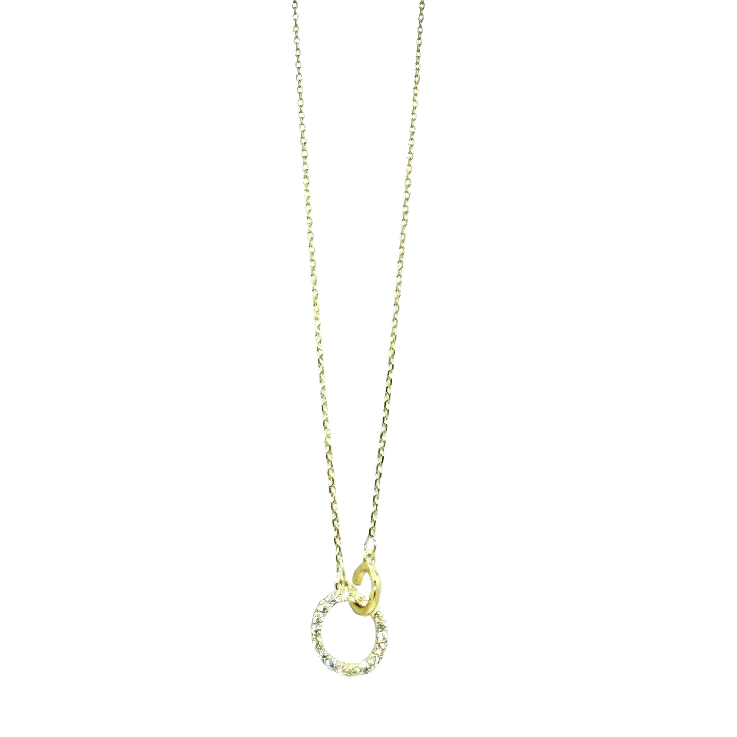 Aura-Gold Crystal Circle Pendant Necklace