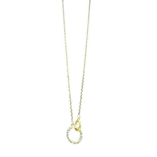 Aura-Gold Crystal Circle Pendant Necklace