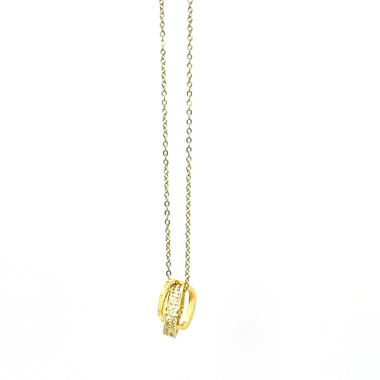 LuxeLink – Gold & Crystal Interwoven Rings Necklace