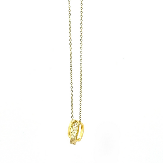 LuxeLink – Gold & Crystal Interwoven Rings Necklace