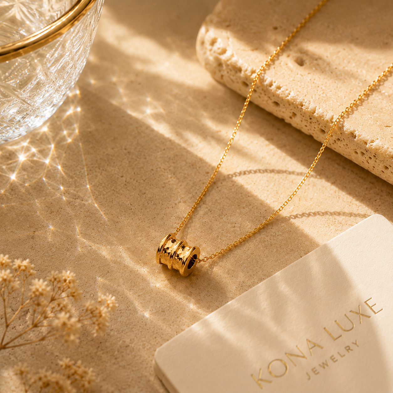 Axis – Gold Barrel Charm Necklace